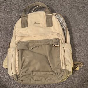 Beige and Gray womens Backpack
